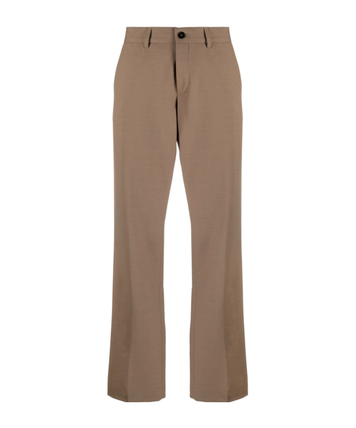 CLOSED STRAIGHT-LEG MID-RISE TROUSERS