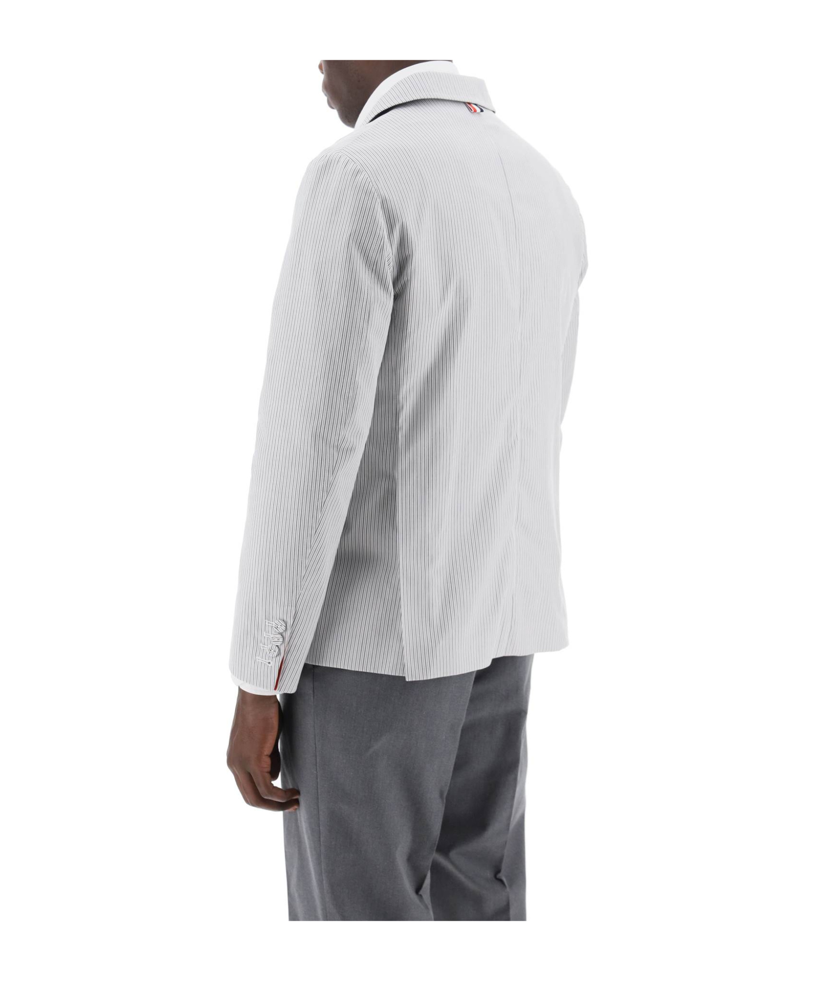Thom Browne Striped Deconstructed Jacket In White