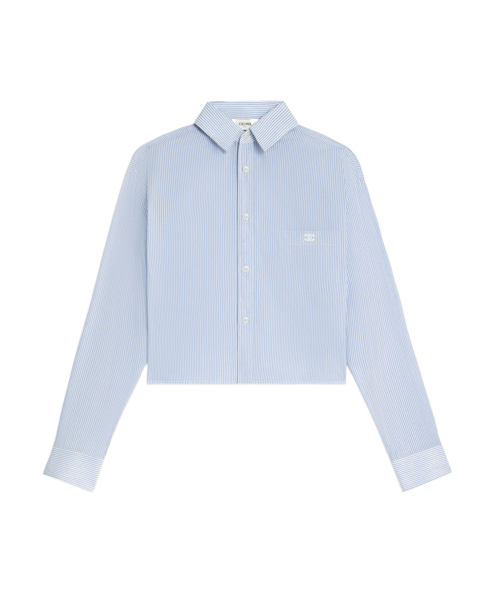 Celine Women Crop Striped Shirt In Blue