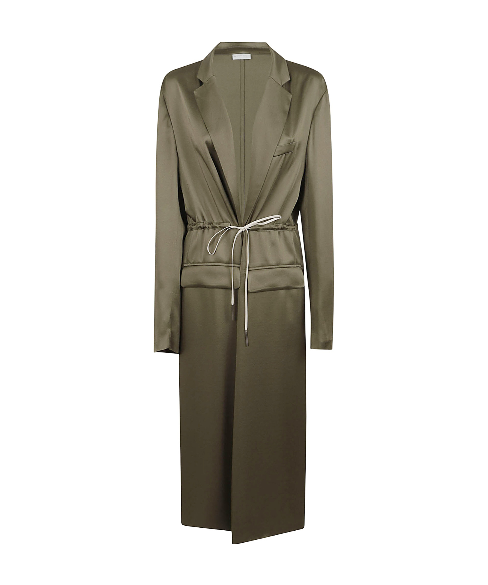 Dries Van Noten Long Sleeve Cape Drawstring Waist In Green