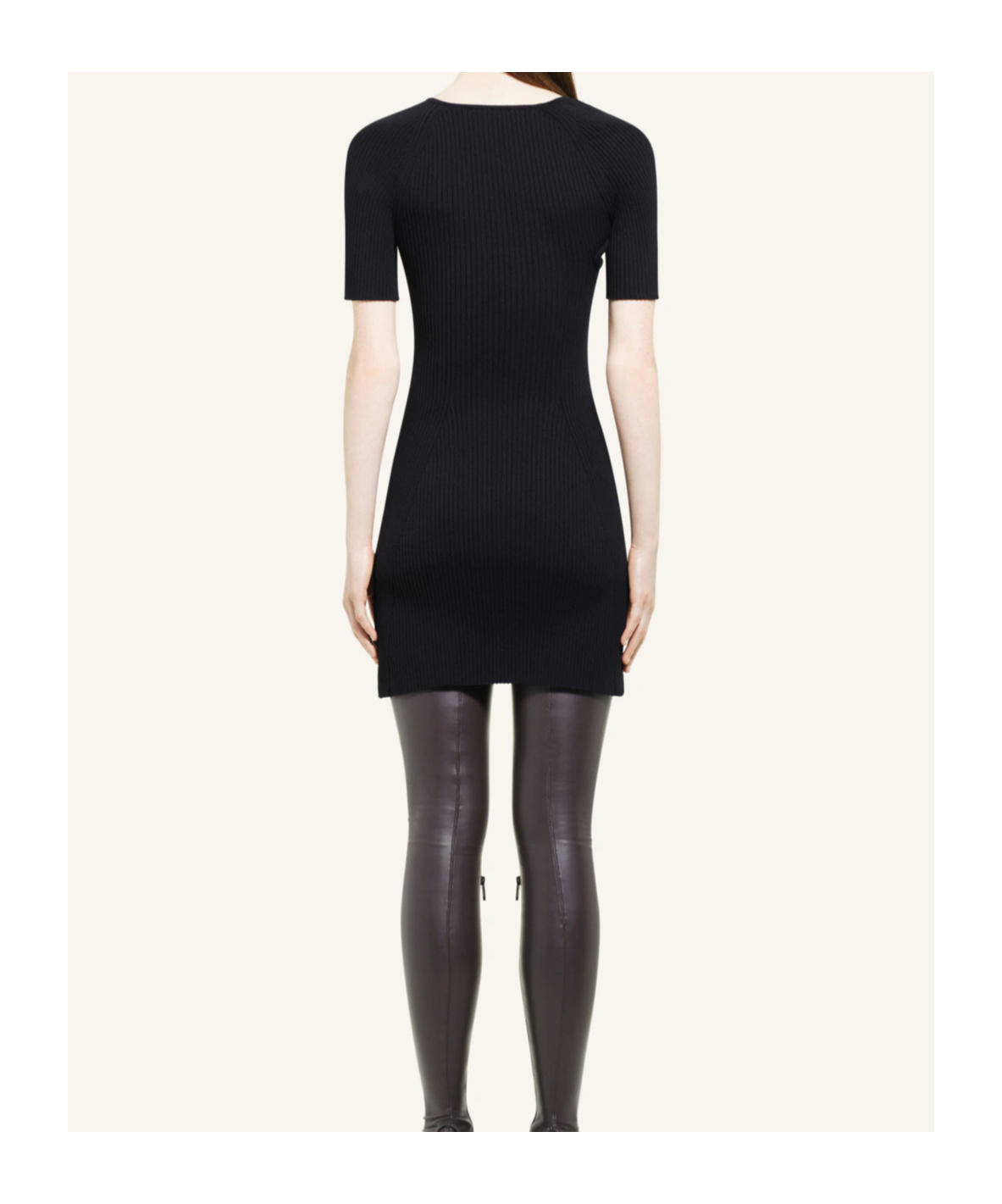 Courrèges Slash Mini Dress In Black Fabric Ribbed Knit In Black