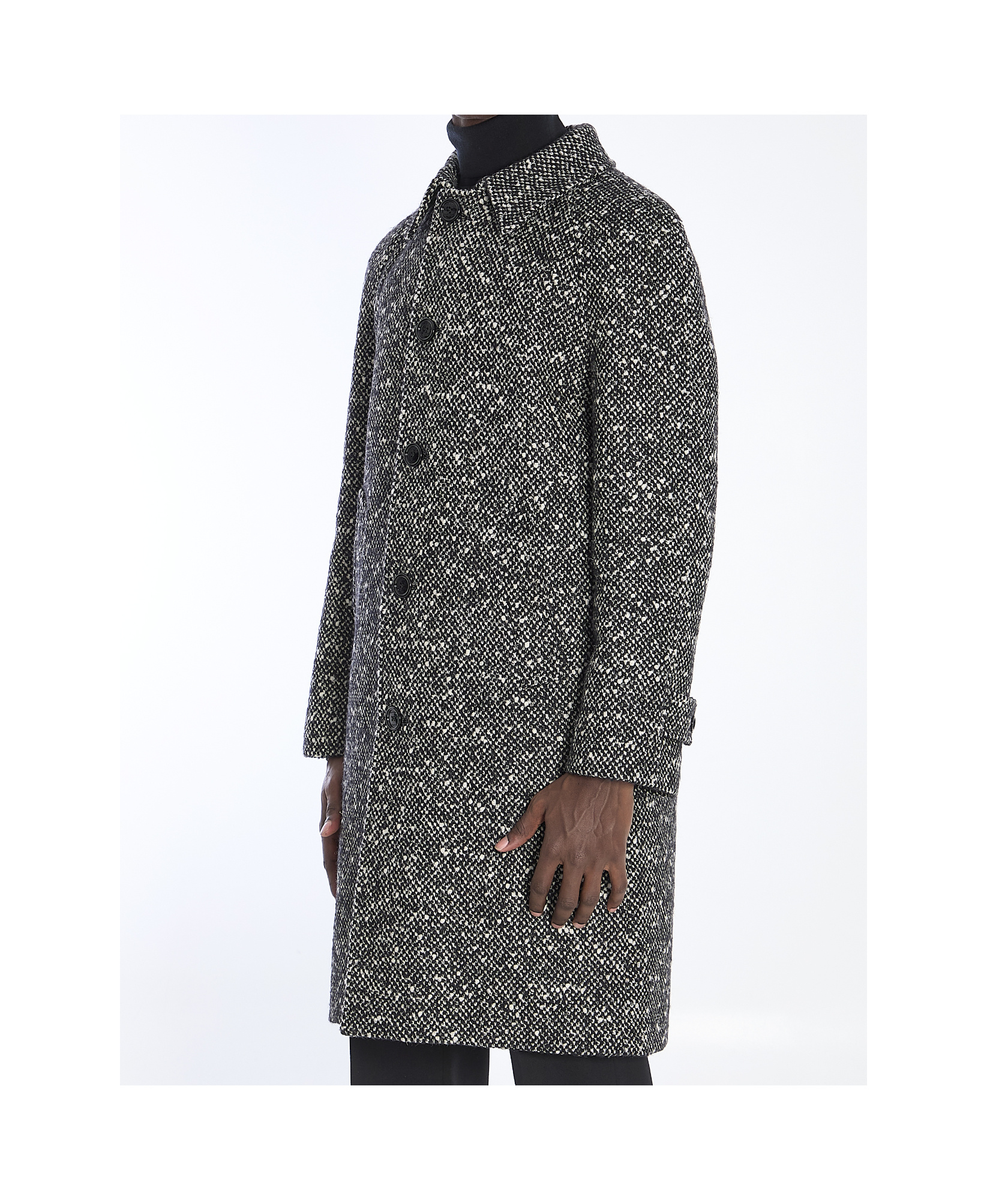 Celine Camden Wool Tweed Coat With Button Closure And Side Pockets In Multi