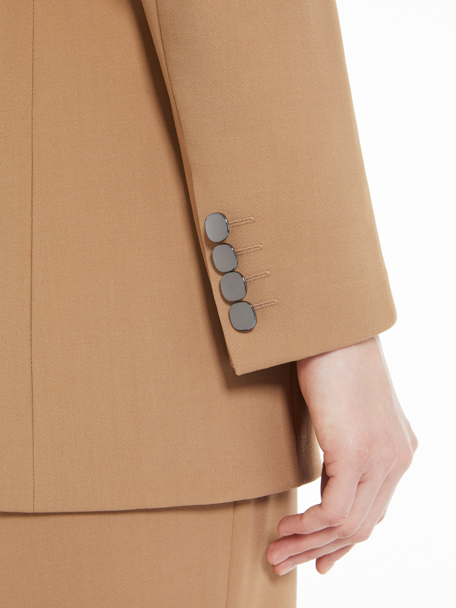 Max Mara Notched Lapels Single-breasted Jacket With Split Cuffs In Nude