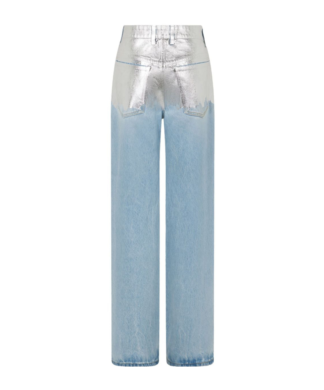 Shop Rabanne Metallic Detailing Jeans In Light Blue / Silver