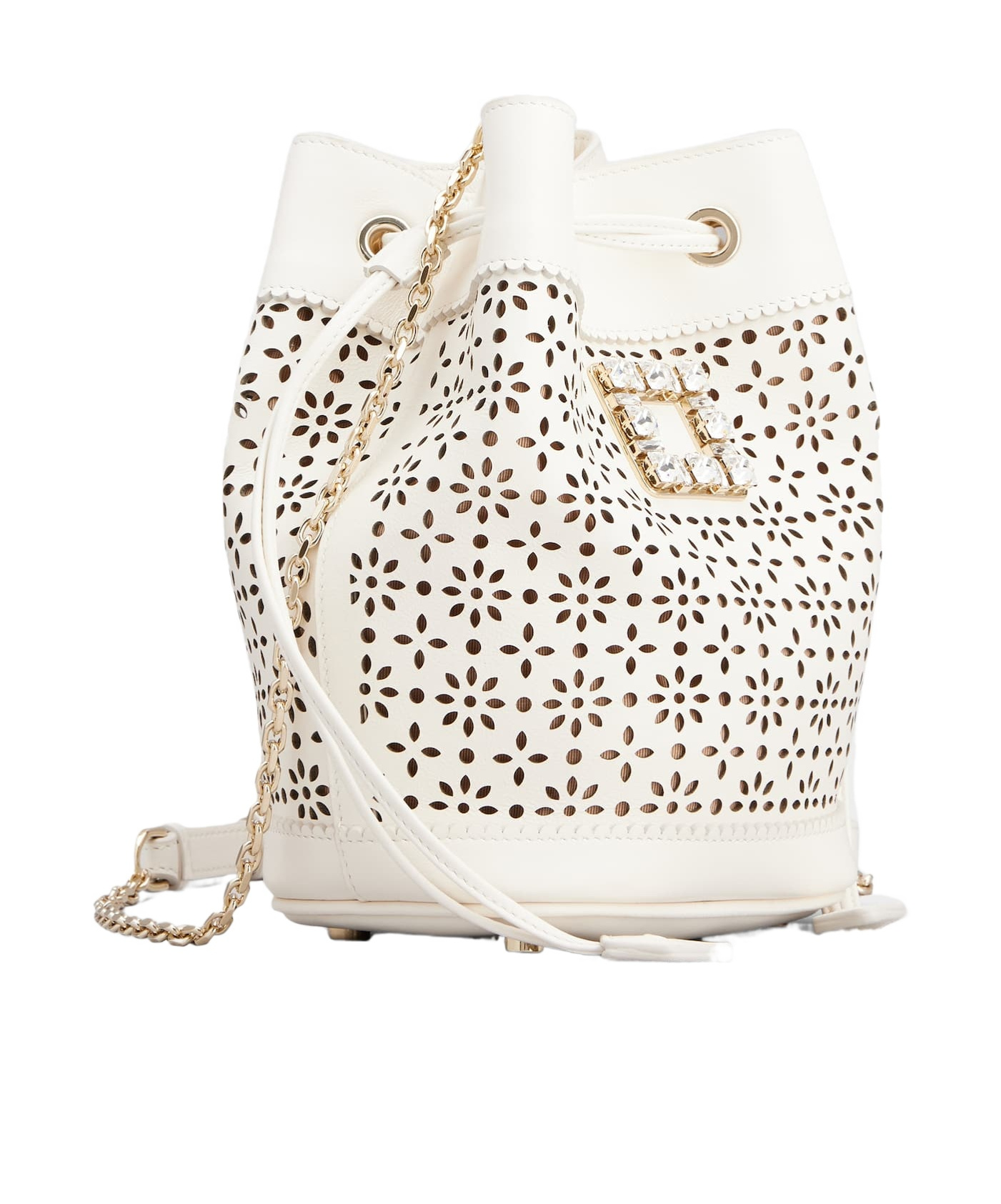 Roger Vivier Très Vivier Bucket Bag In Leather In White