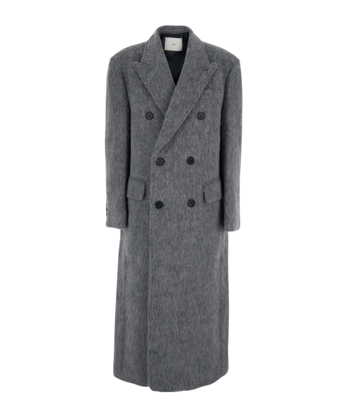 Dunst Grey Double-breasted Coat With Peak Revers In Brushed Wool Woman In Gray