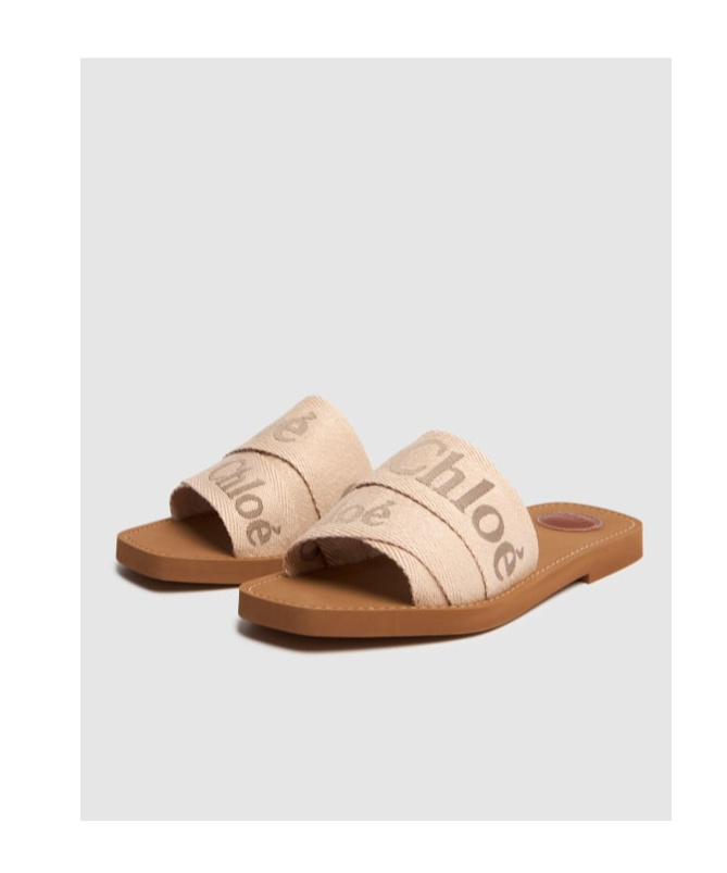 Chloé X High Summer Woody Embroidered Logo Flat Sandals