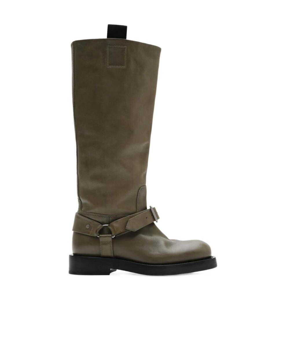 Burberry Women Leather Saddle High Boots In Green