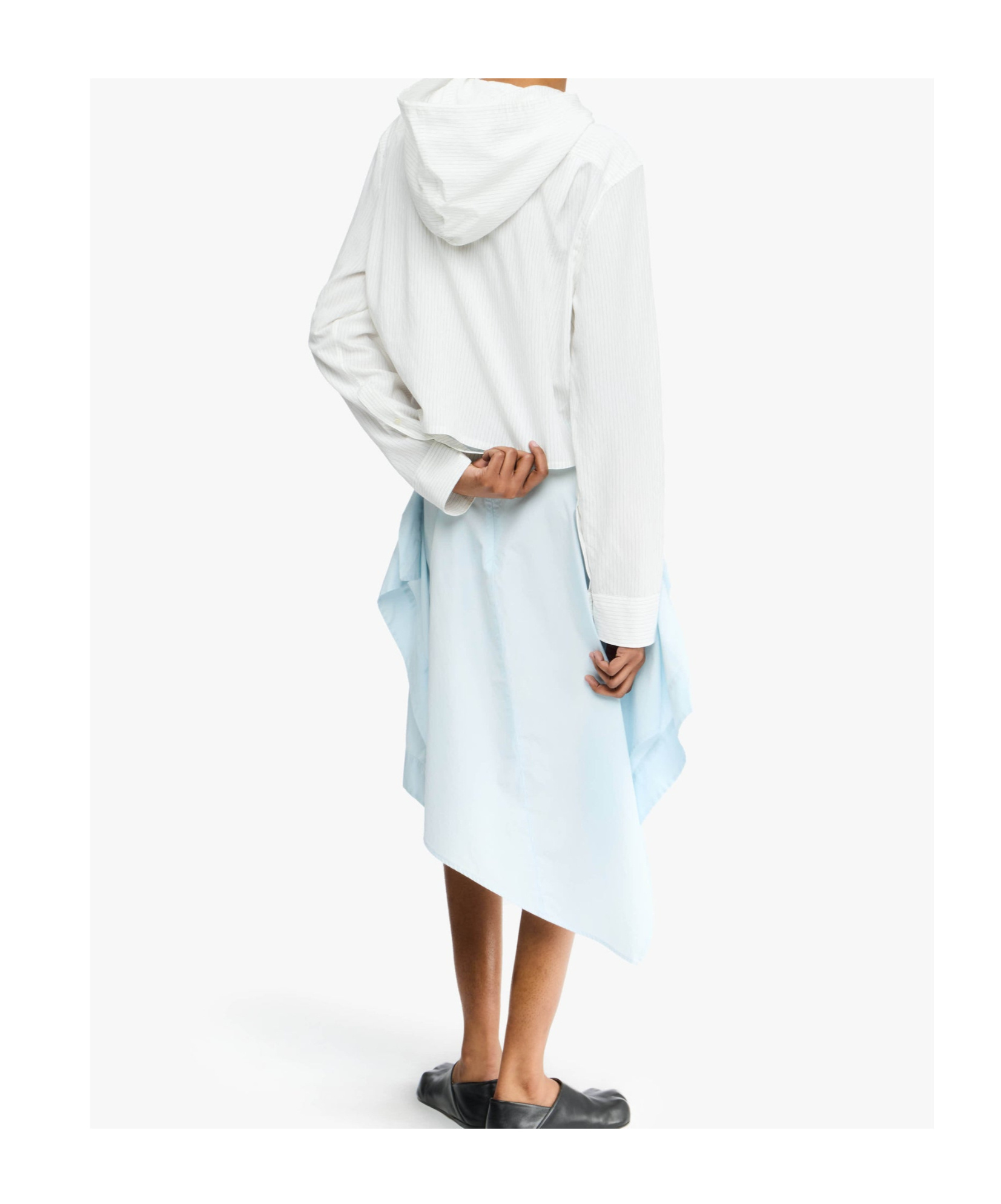 Jw Anderson Cropped Hooded Shirt In White