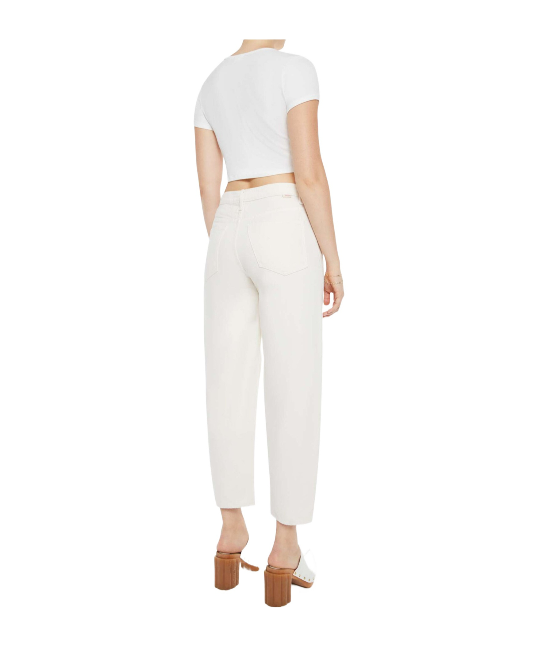 Mother The Peeler Tapered Ankle Jeans In White