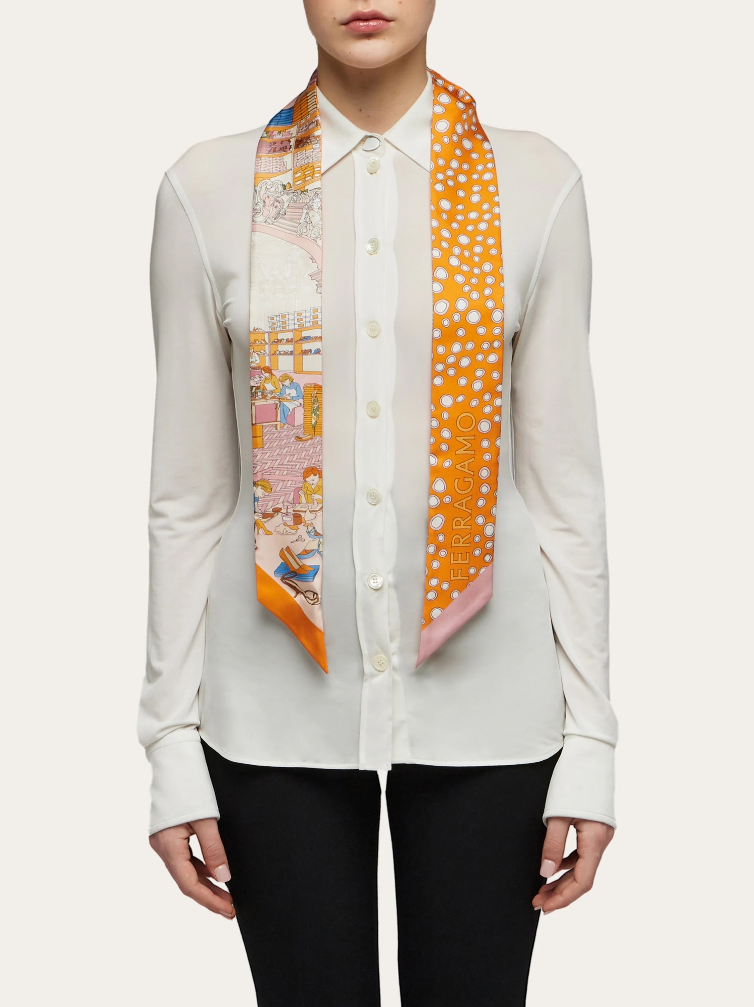 Ferragamo Atelier Printed Silk Scarf In Yellow