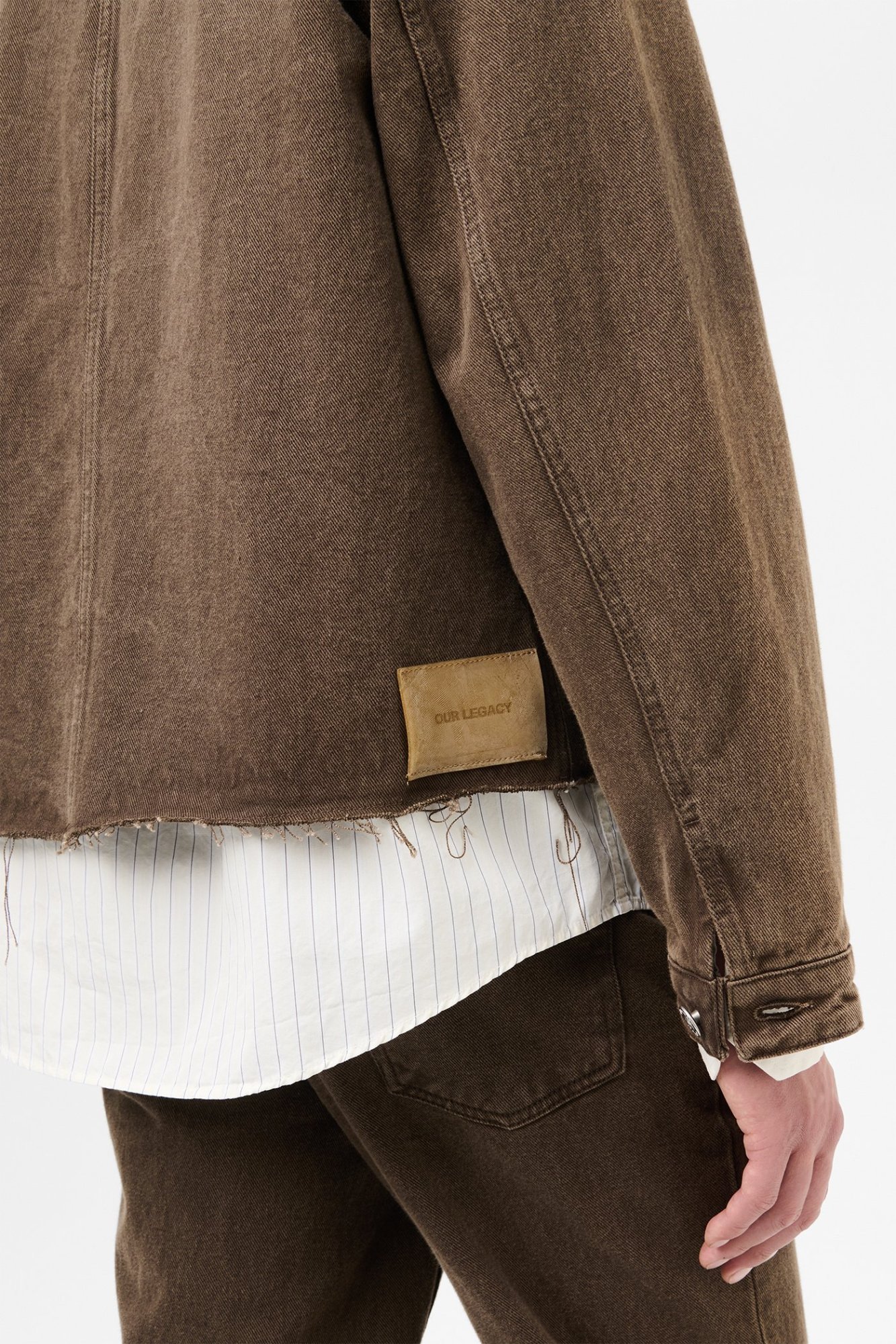 Our Legacy Lapel Long-sleeved Denim Coat In Brown
