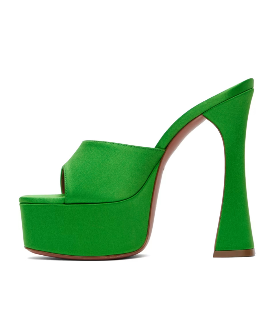 Amina Muaddi Green Dalida Plateau Heeled Sandals In Green