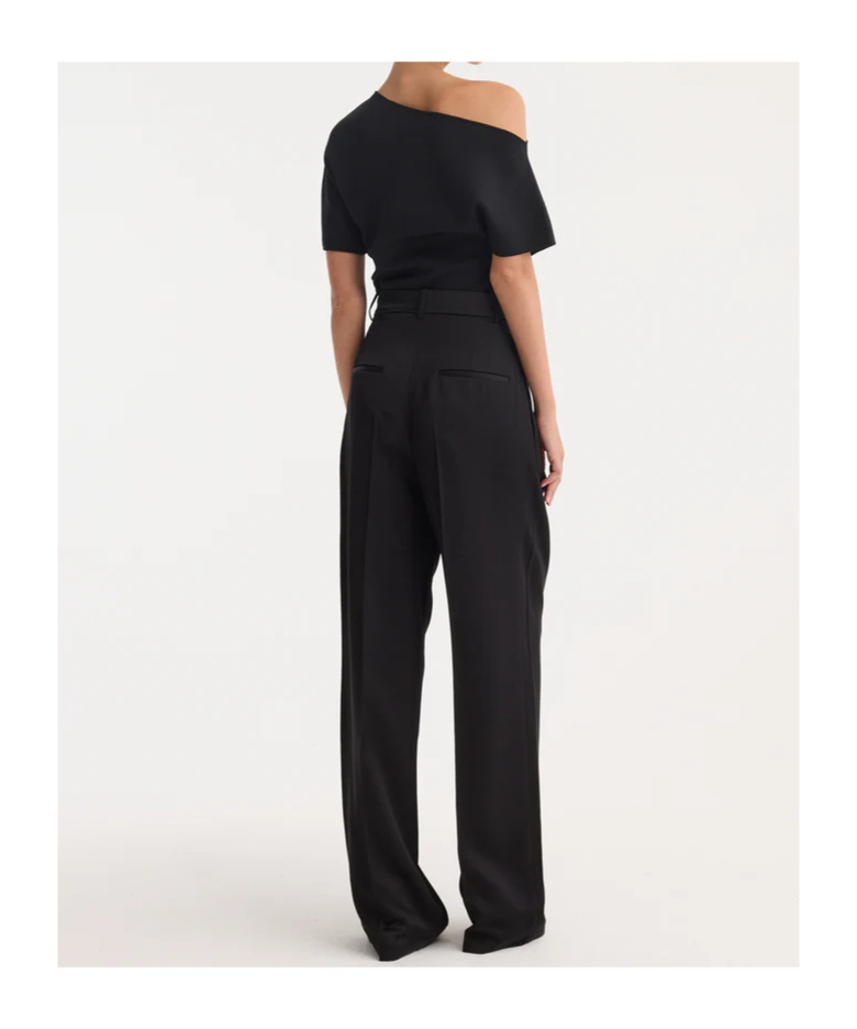 Rohe High-waisted Pleated Casual Pants In Black
