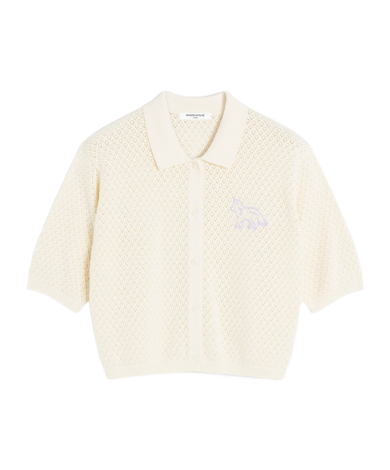 MAISON KITSUNÉ BABY FOX EMBROIDERED POINTELLE CARDIGAN