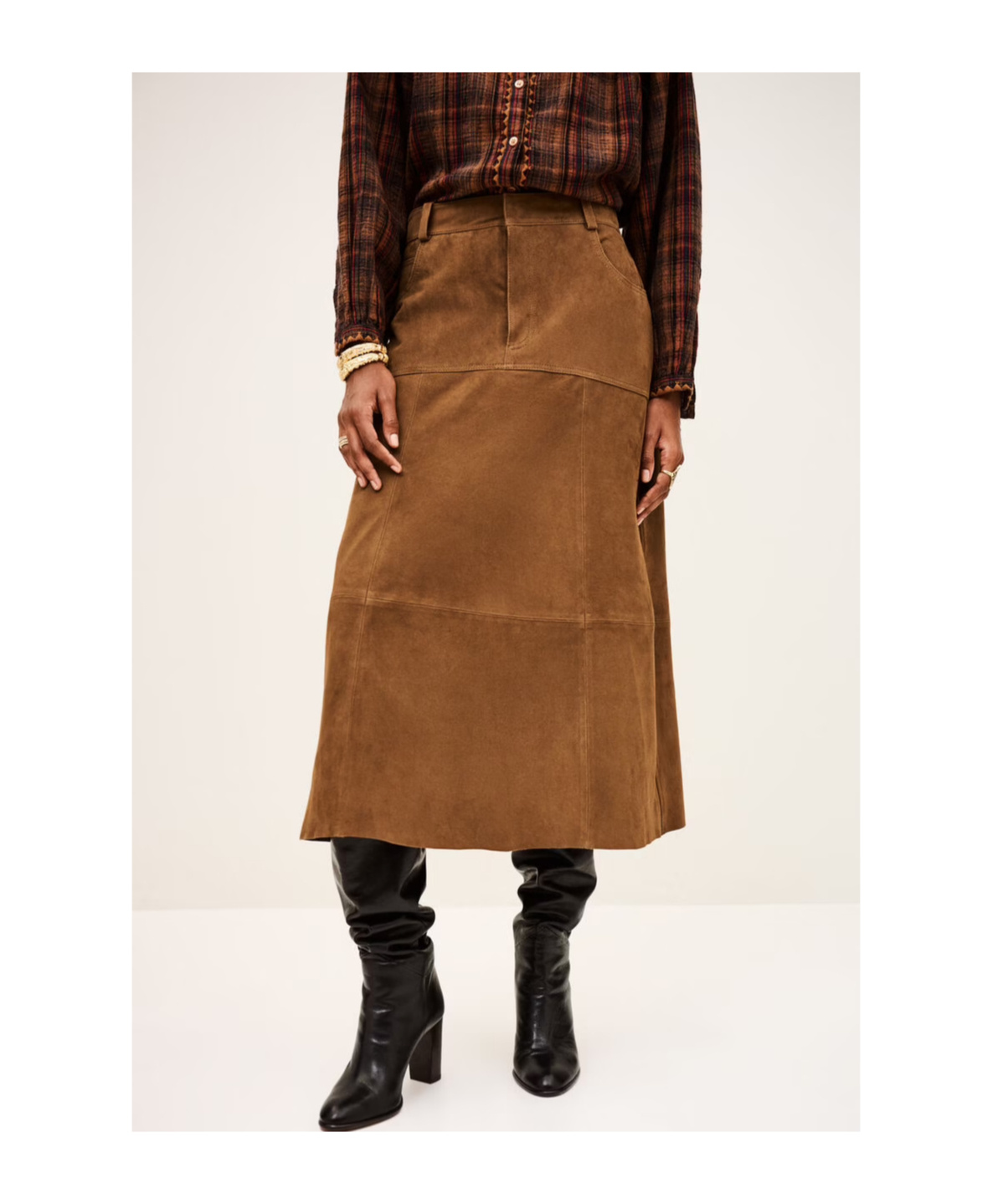Bash High-waisted Skirt In Brown