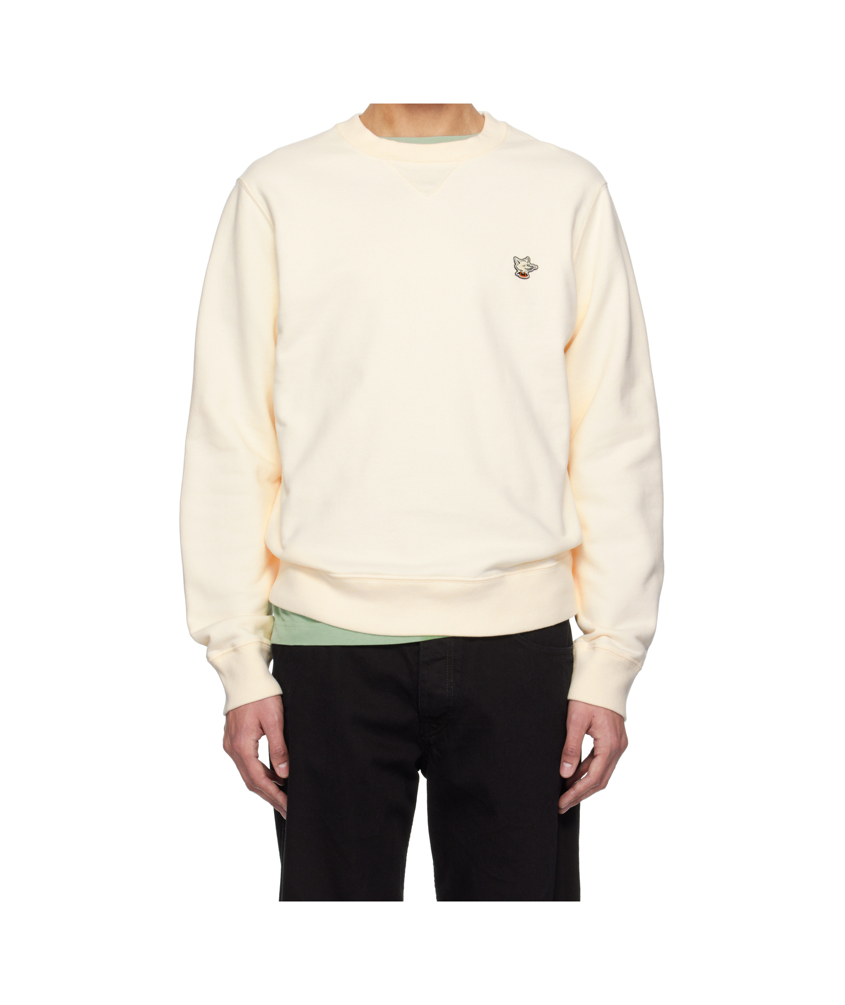 Maison Kitsuné Off-white Barista Fox Patch Regular Sweatshirt In White