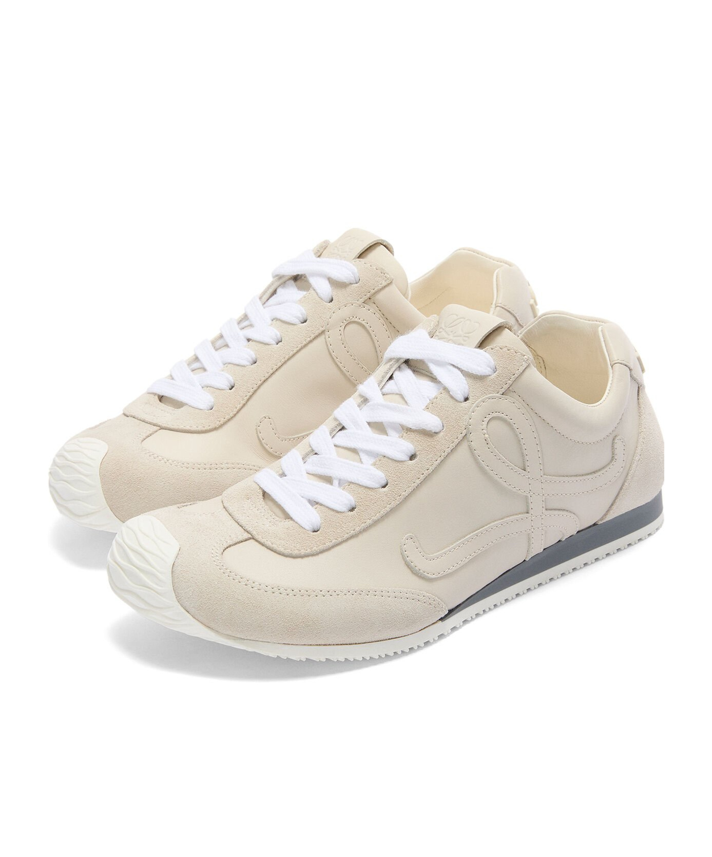 Loewe Ballet Runner Leather And Suede Sneakers In White