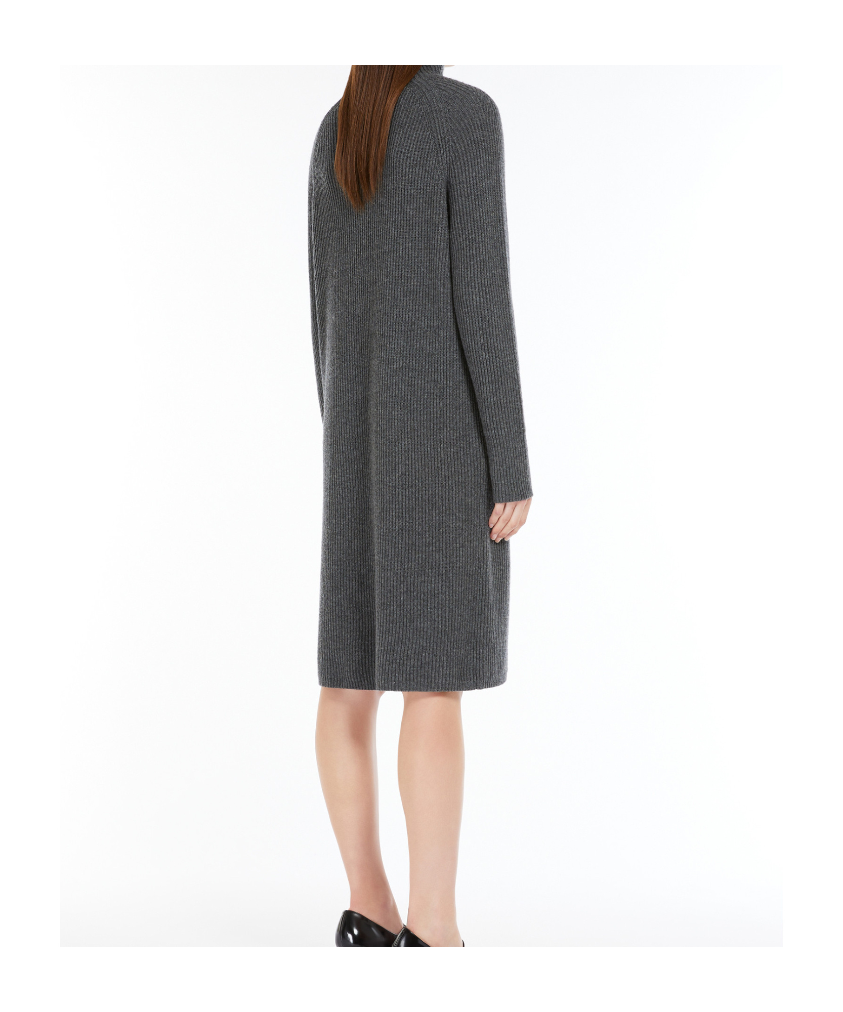 Shop Max Mara Long-sleeved Wool Cashmere Dress In Black