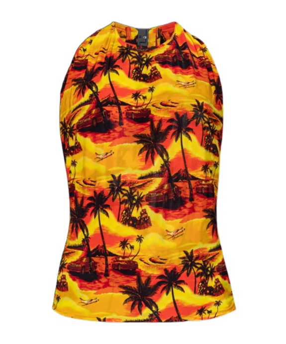 Balenciaga Hawaiian-print Halterneck Blouse In Multicolor