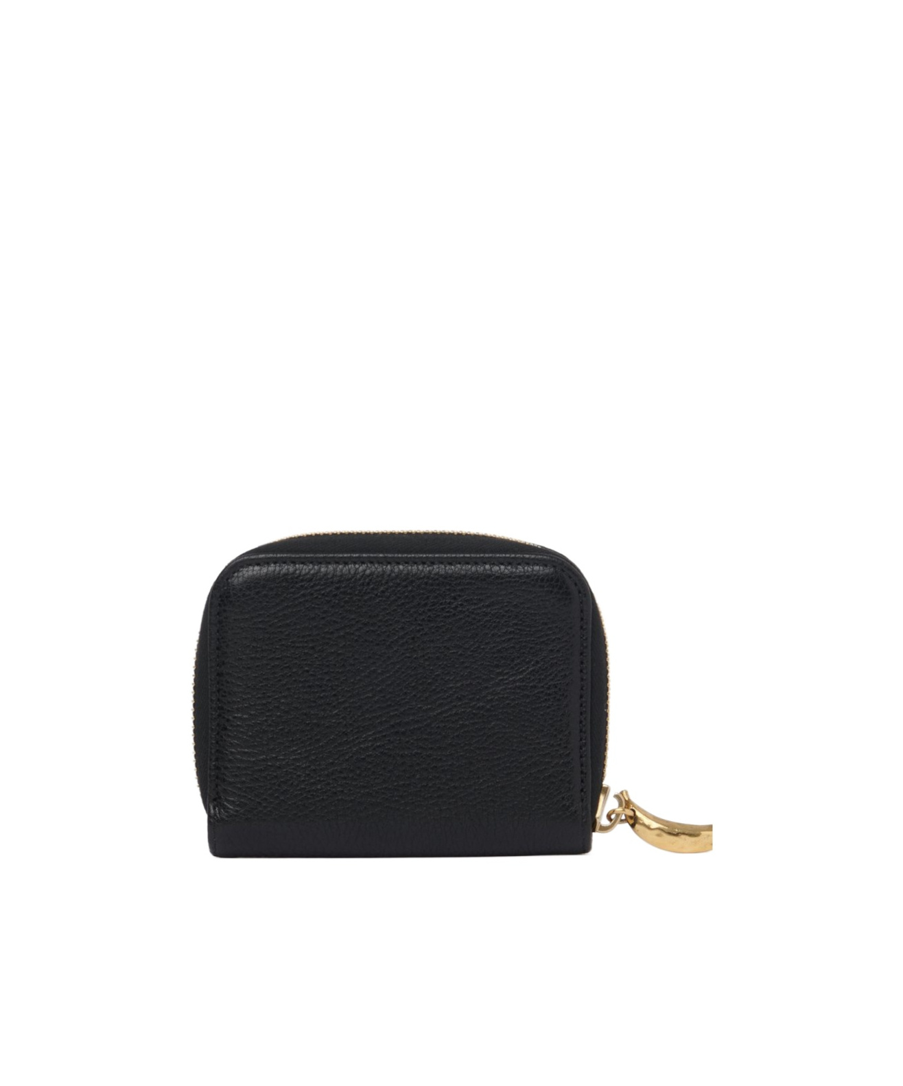 Chloé Banana Zipped Coin Purse In Grained Leather Black Size Onesize 100% Calf-skin Leather In Black