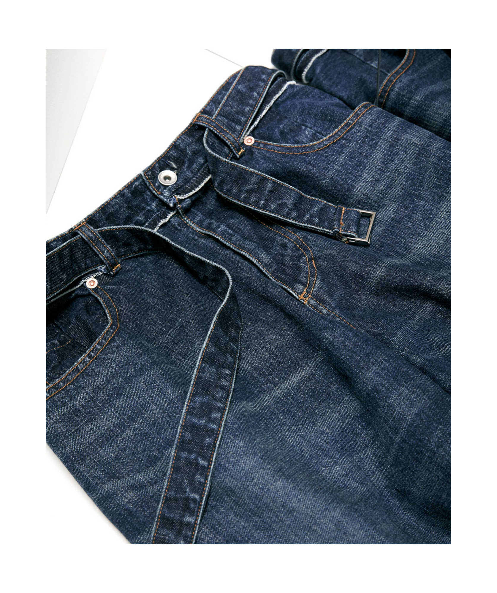 Sacai Belted High-rise Wide-leg Jeans In Blue
