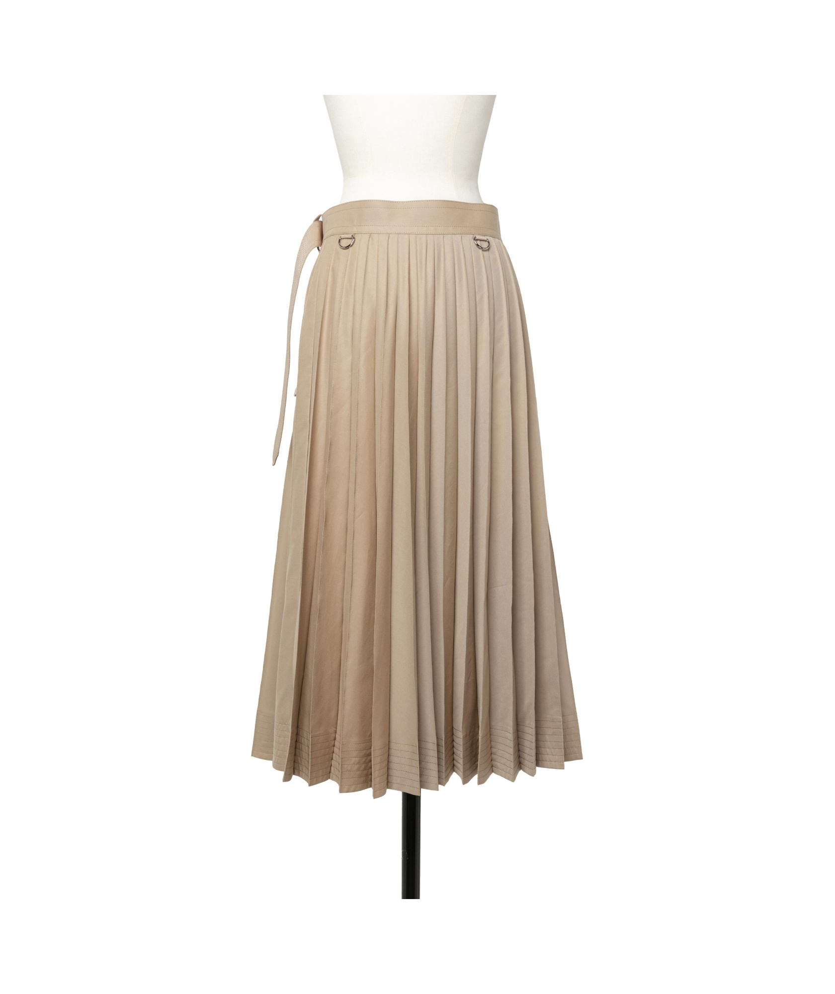 Sacai Womens Beige Pleated Wrap-front Woven Midi Skirt In Brown