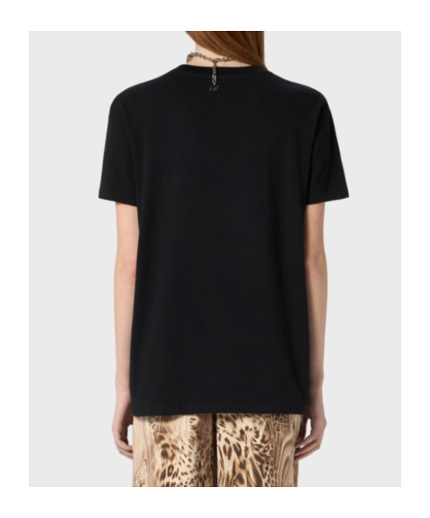 Blumarine Jersey T-shirt With Dripping-effect Logo In Black