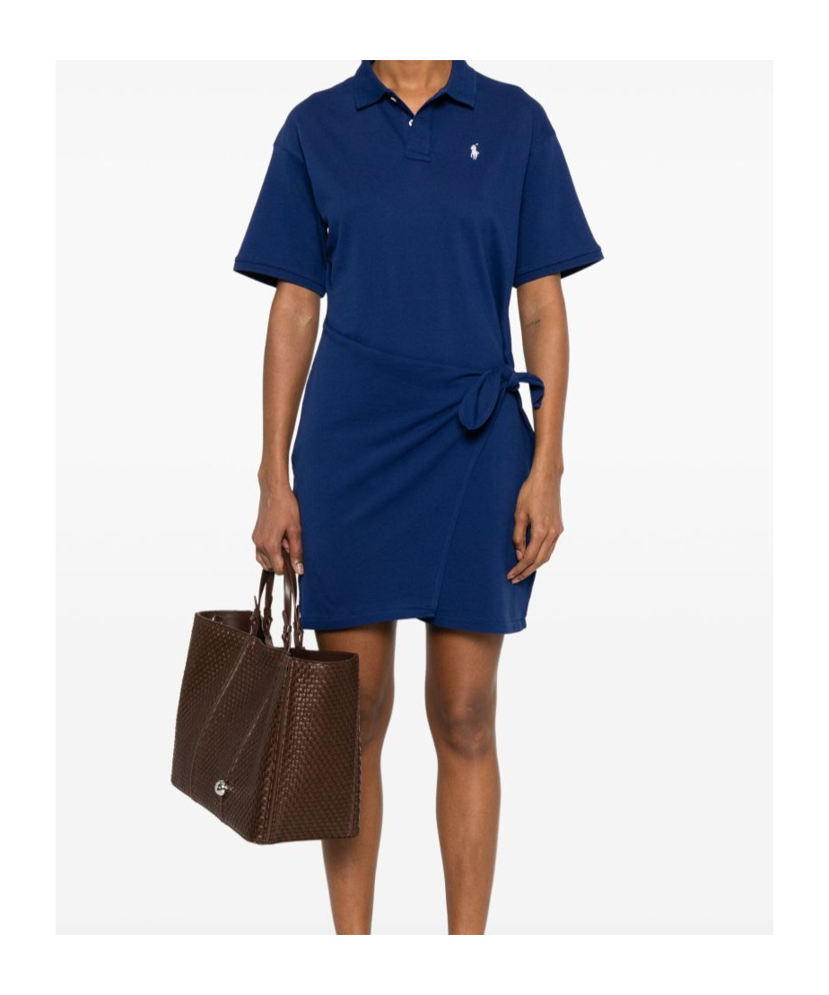Shop Polo Ralph Lauren Draped-panel Mini Dress In Blue