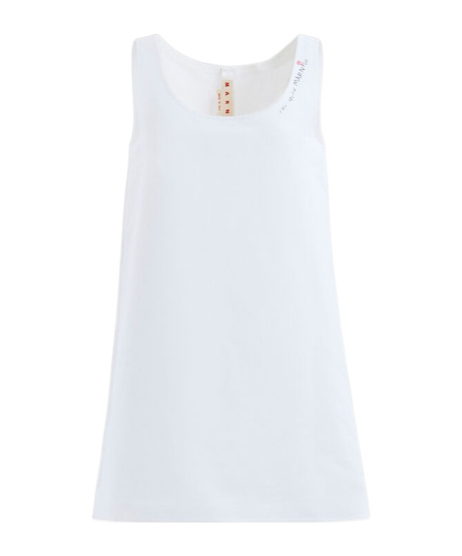 Marni Flared Dress With Hand-embroidered In White