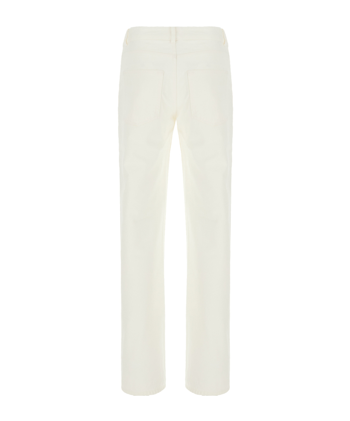 Ann Demeulemeester Denim Trousers With Detachable Fabric Insert In White
