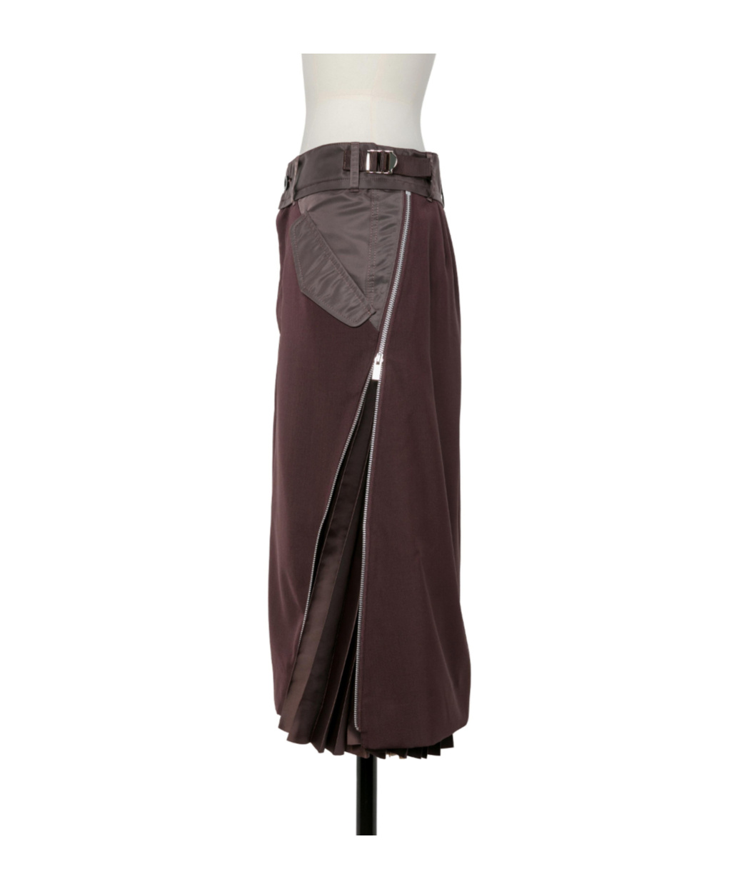 Sacai Womens Brown Pleated Regular-fit Woven Midi Skirt In Brown