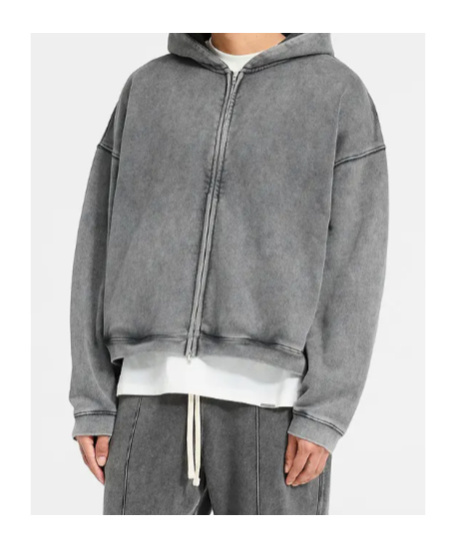 Represent Initial Boxy Zip Through Hoodie In Gray