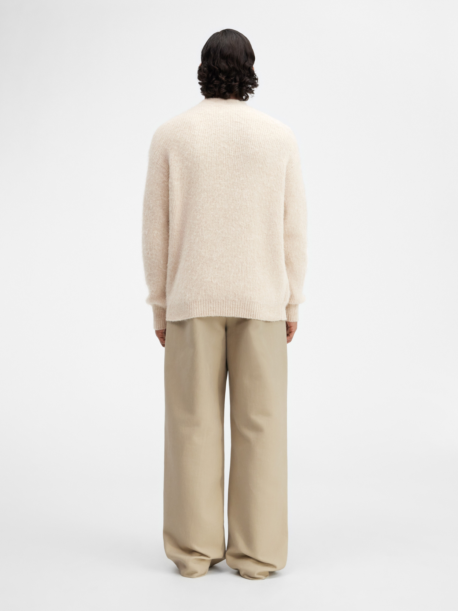 Jacquemus Asymmetrical Buttons Crewneck Knit Sweater In Nude