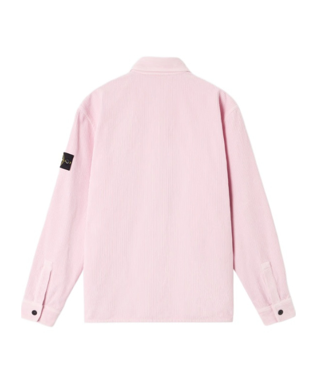 Stone Island Corduroy Patch-pocket Shirt In Pink