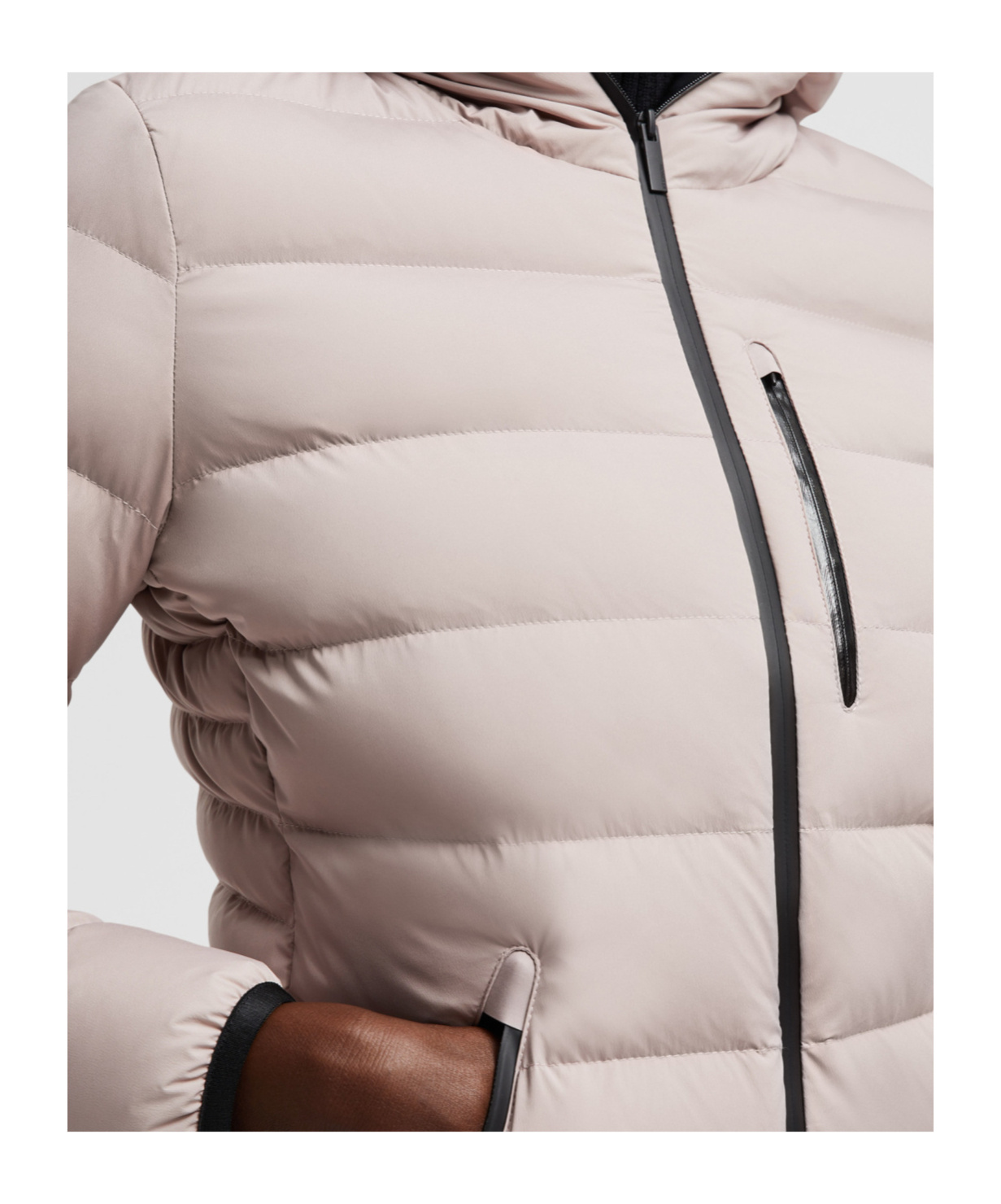 Shop Moncler Herbe Short Down Jacket In Nude