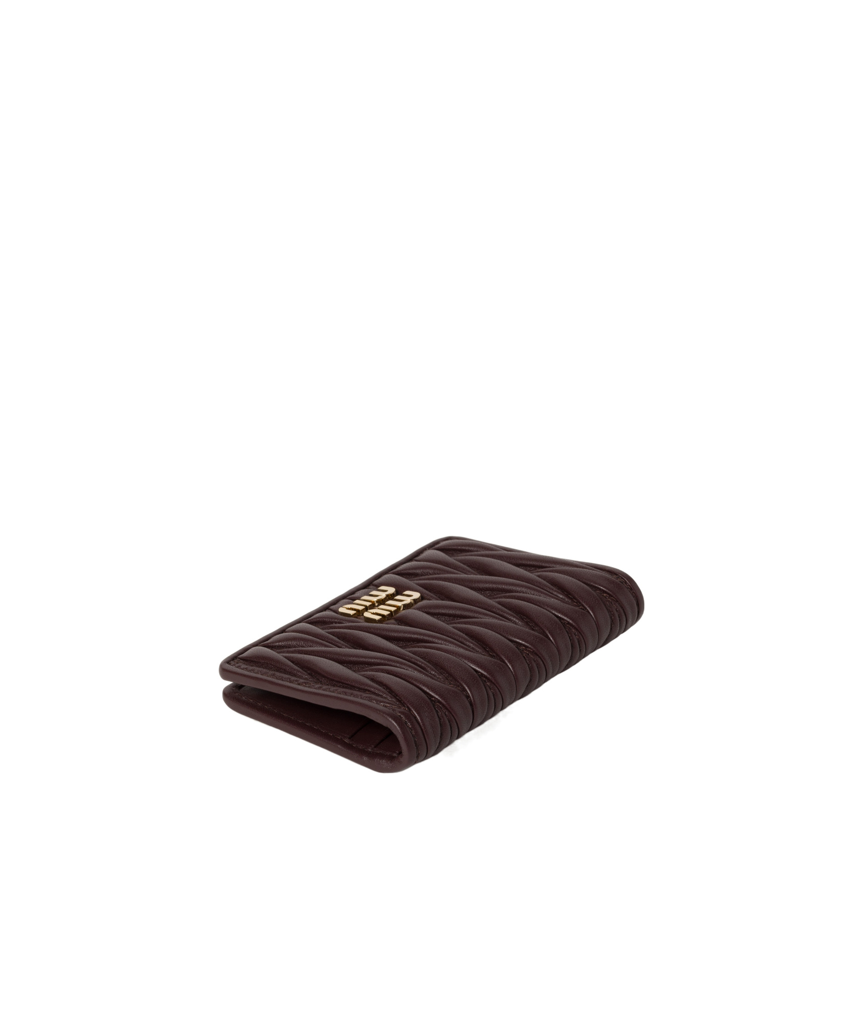 Miu Miu Textured Quilted Lamb Leather Wallet In Black