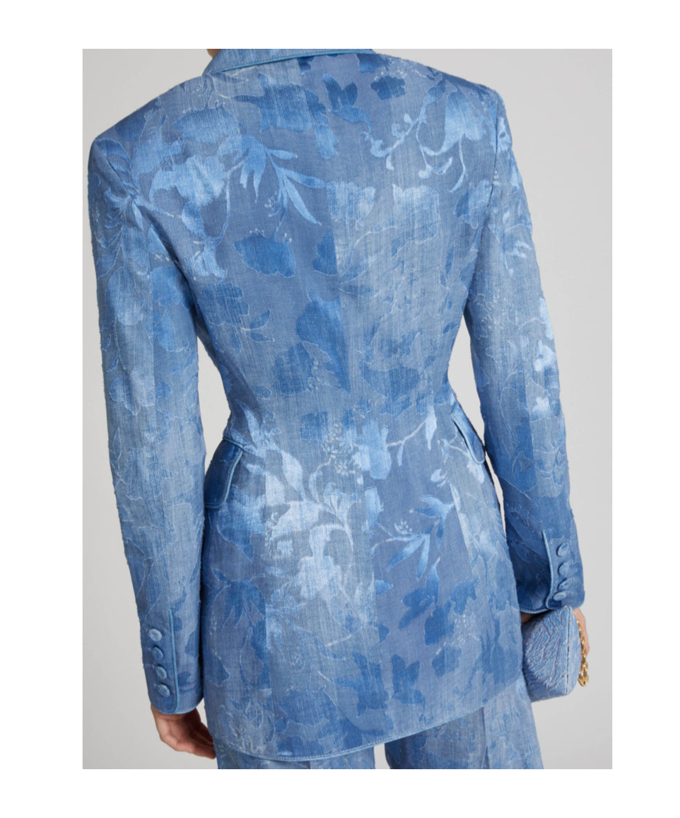 ERMANNO SCERVINO DEVORÉ ROSE DENIM-PRINT BLAZER
