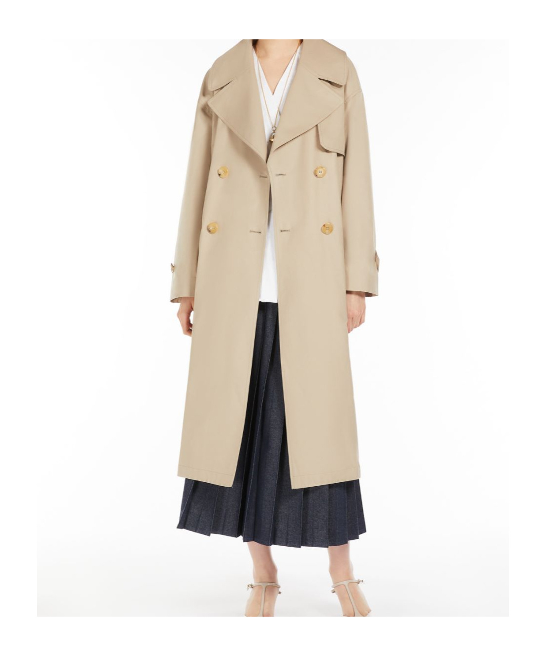 Max Mara Light Brown Mtrench Double-breasted Trench Coat In Nude