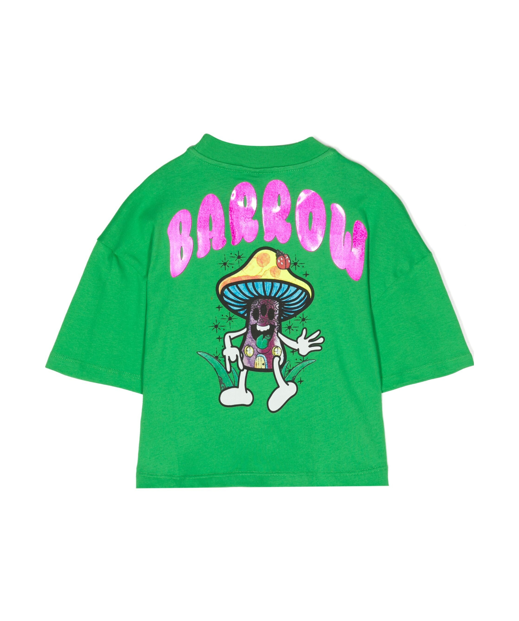 Shop Barrow Logo-print Cotton Crop Top In Green