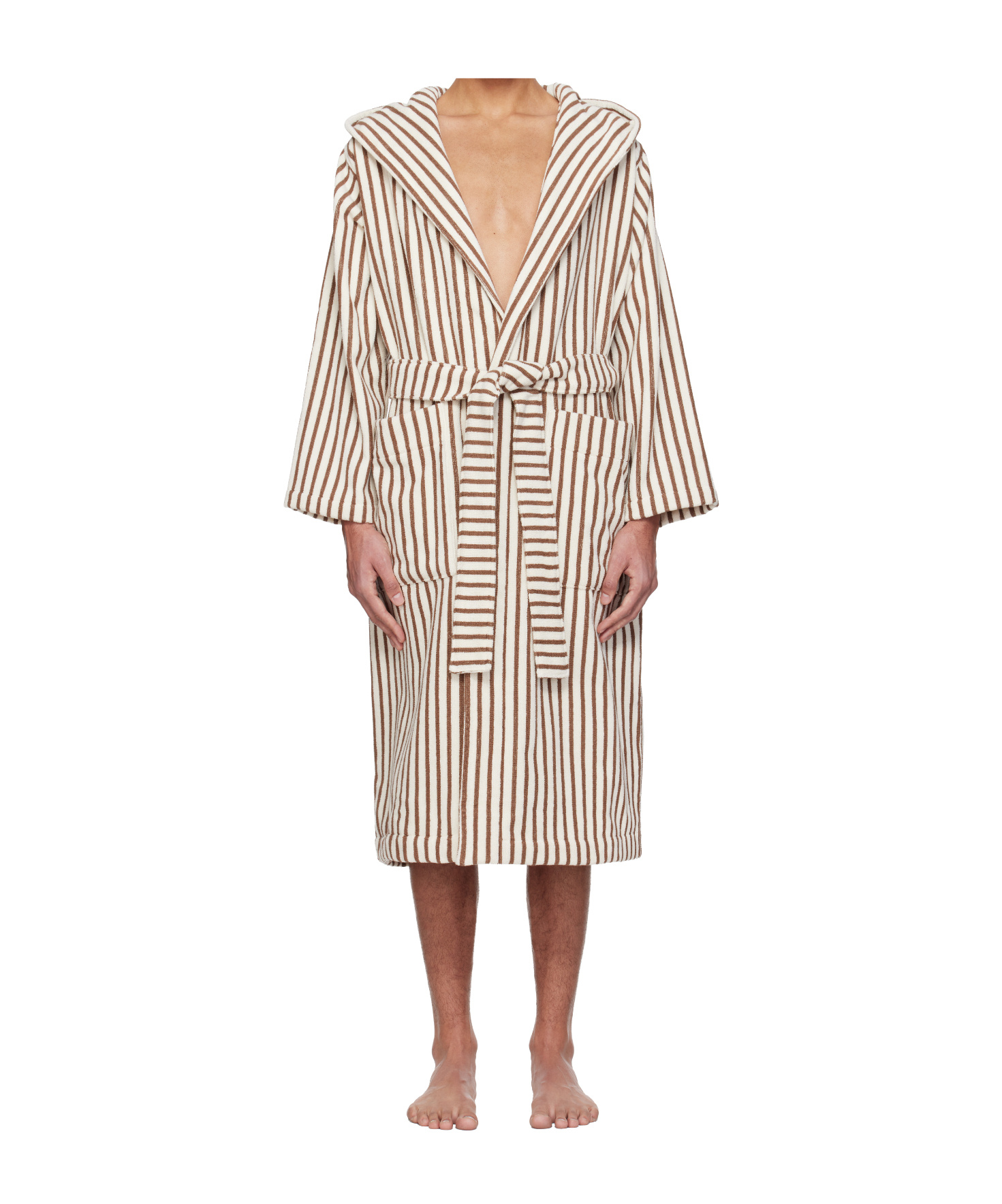 Tekla Striped Pajamas With Lace-up In Blue