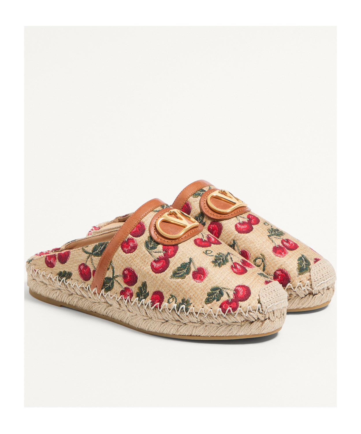 Valentino Cherryfic Leather-trim Espadrille In Multi