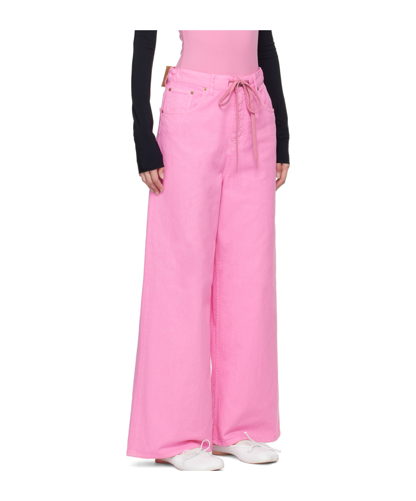Mm6 Maison Margiela Pink Drawstring Jeans In Pink