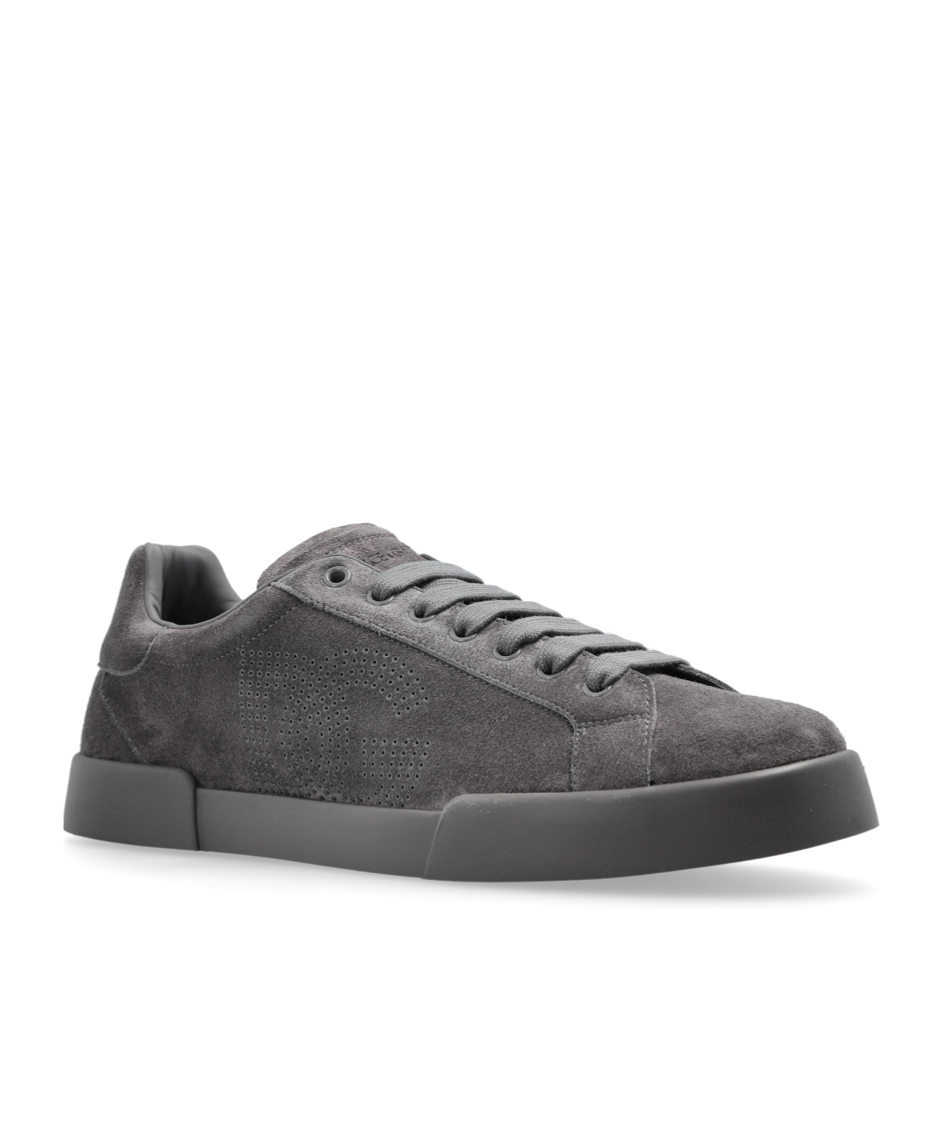 Dolce & Gabbana Gray Calfskin Strobel Portofino Light Sneakers In Black