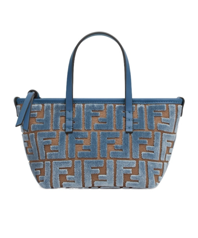 Fendi Women Embroidered Chenille Mini Roll Handbag In Blue