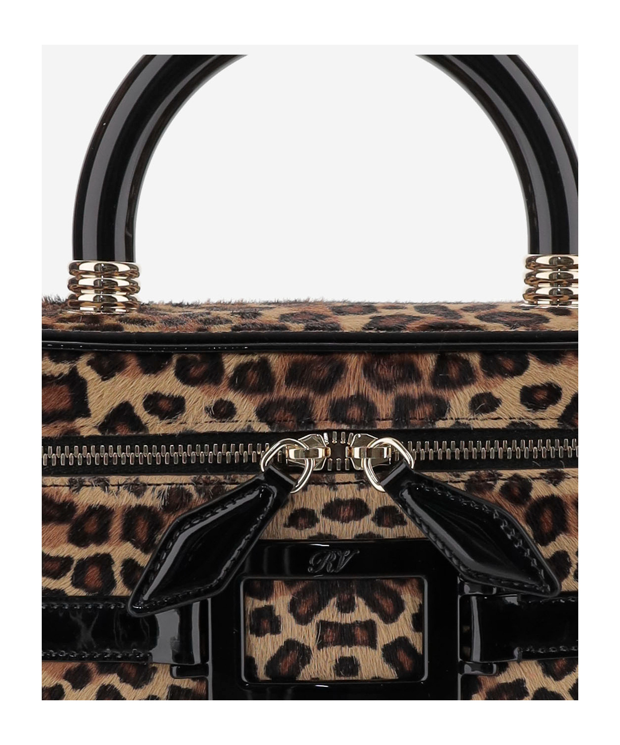 Roger Vivier Mini Top Handle Vanity Handbag In Black