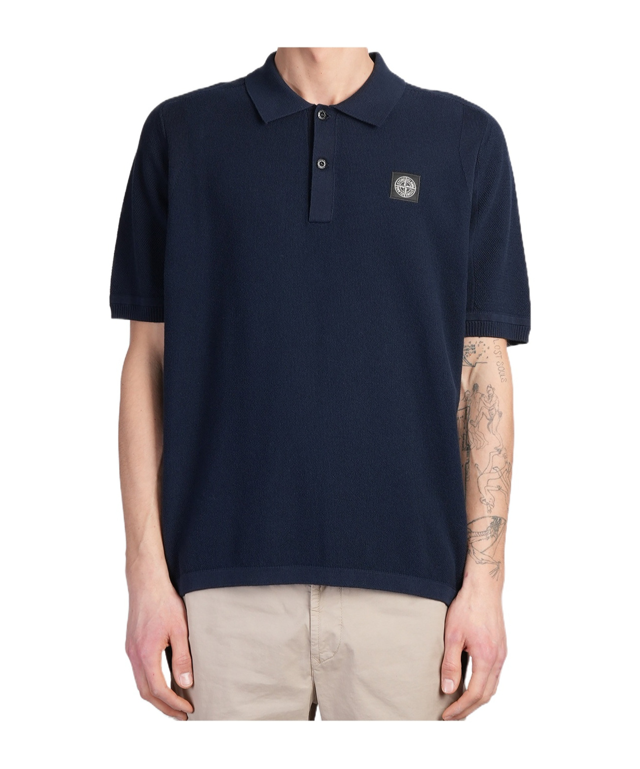 Stone Island Logo Polo Shirt In Blue