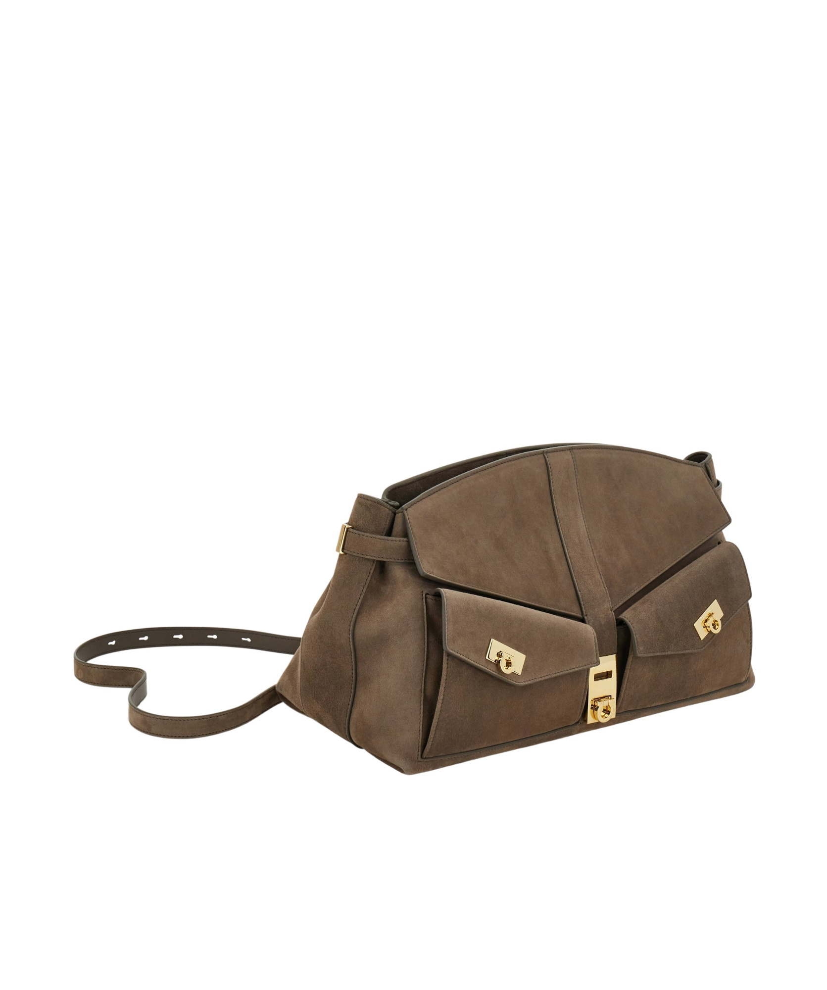 Ferragamo Large Hug Clutch Bag In Cement