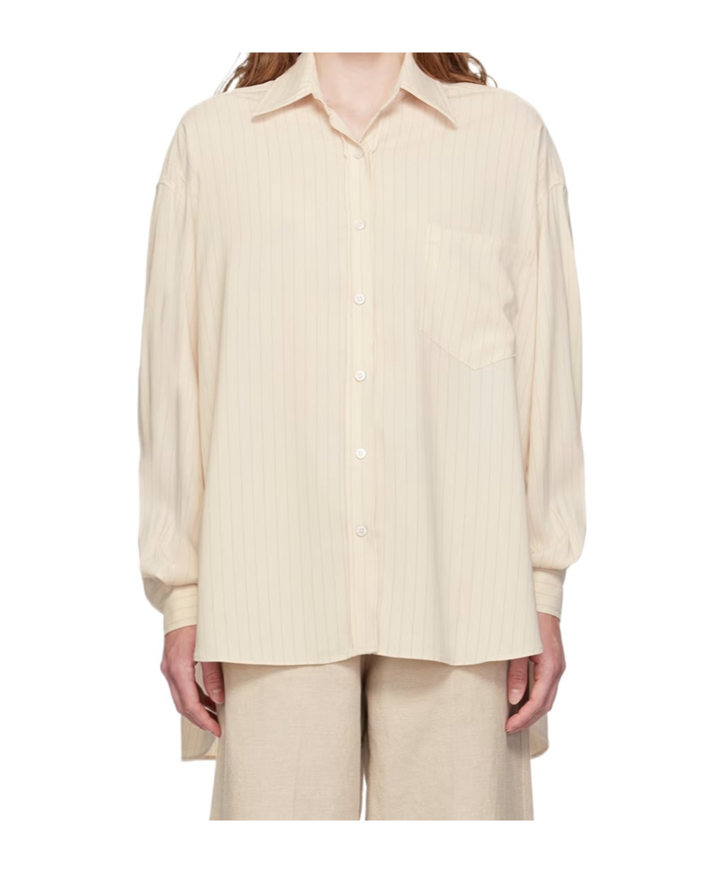 THE FRANKIE SHOP GEORGIA PINSTRIPED LONG-SLEEVE SHIRT
