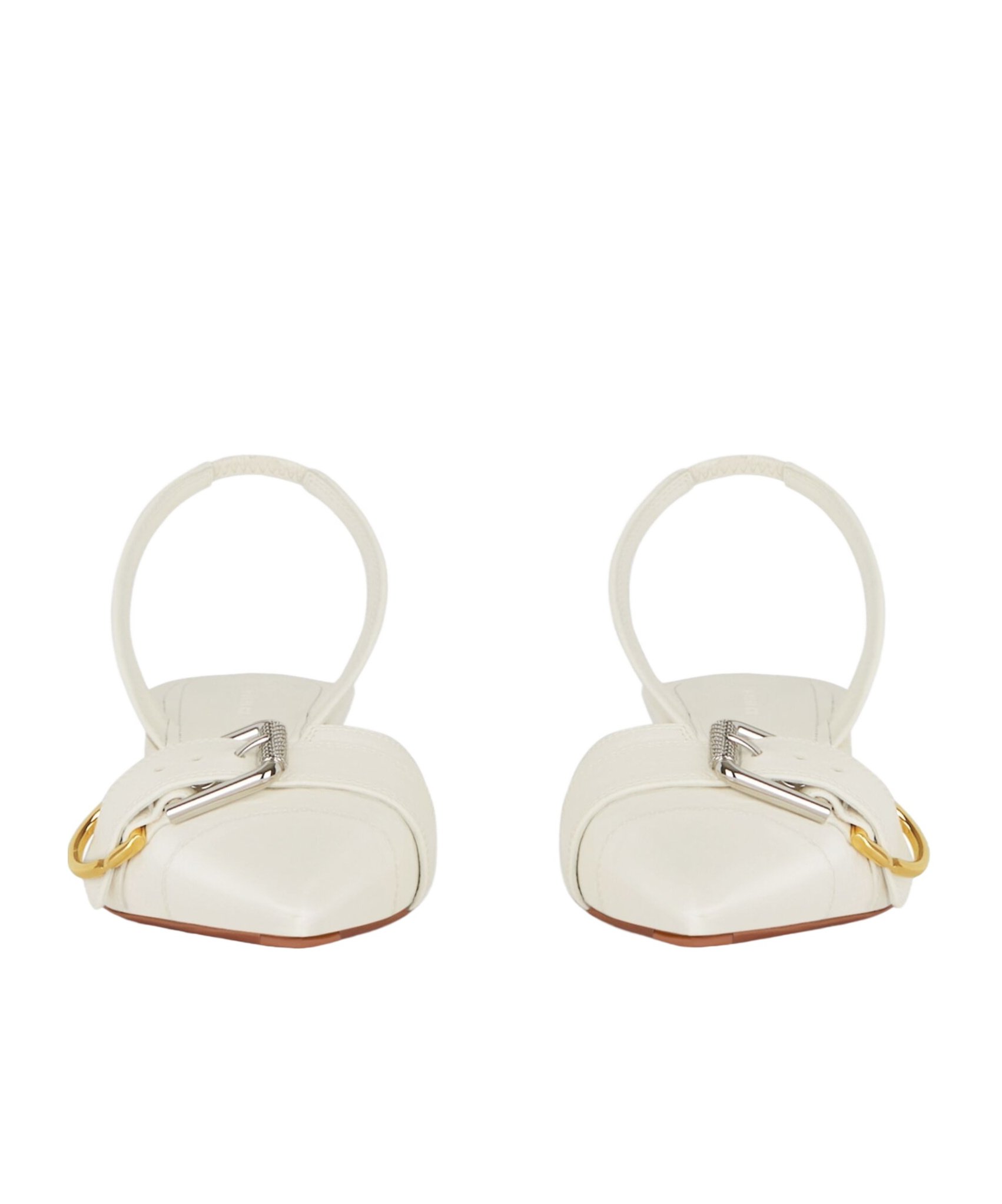 Givenchy Voyou Leather Buckle Slingback Pumps In White